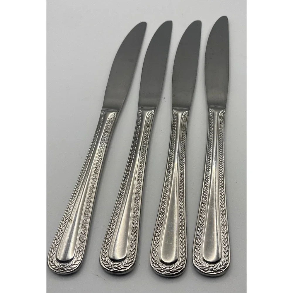 Hampton Silversmith Braided‎ Rope Stainless Silverware Lot Of 4 Butter Knifes